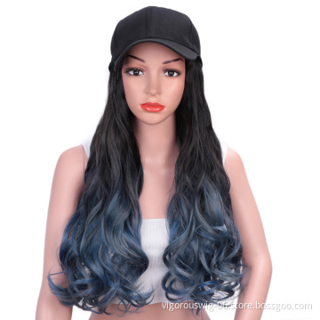 Hair Wavy Extensions Wig Baseball Hat Wig Long Wave curly Brown Wholesale Black Women Wig Hats